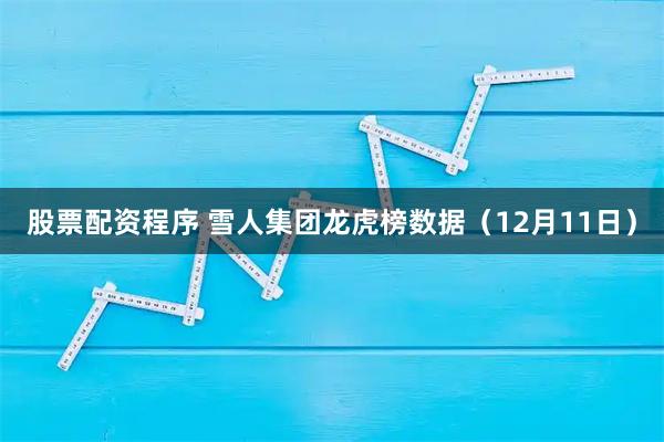 股票配资程序 雪人集团龙虎榜数据（12月11日）